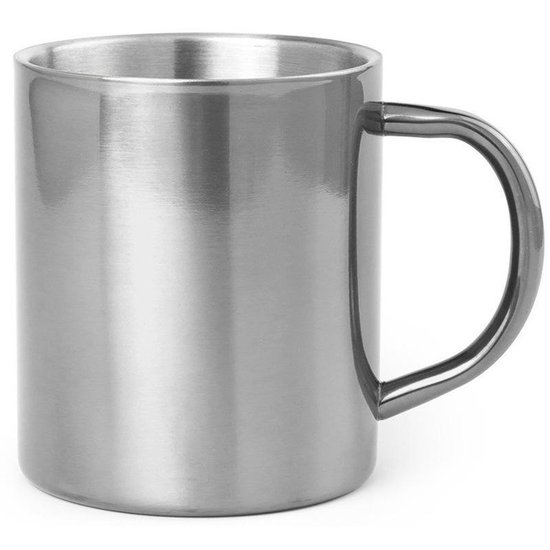 4x Drinkbeker/mok zilver 280 ml - RVS - Zilveren mokken/bekers voor onbijt  en lunch | bol.com