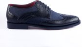 Tahoma Nette Veterschoenen - Leer & Suede - Zwart & Blauw - 42