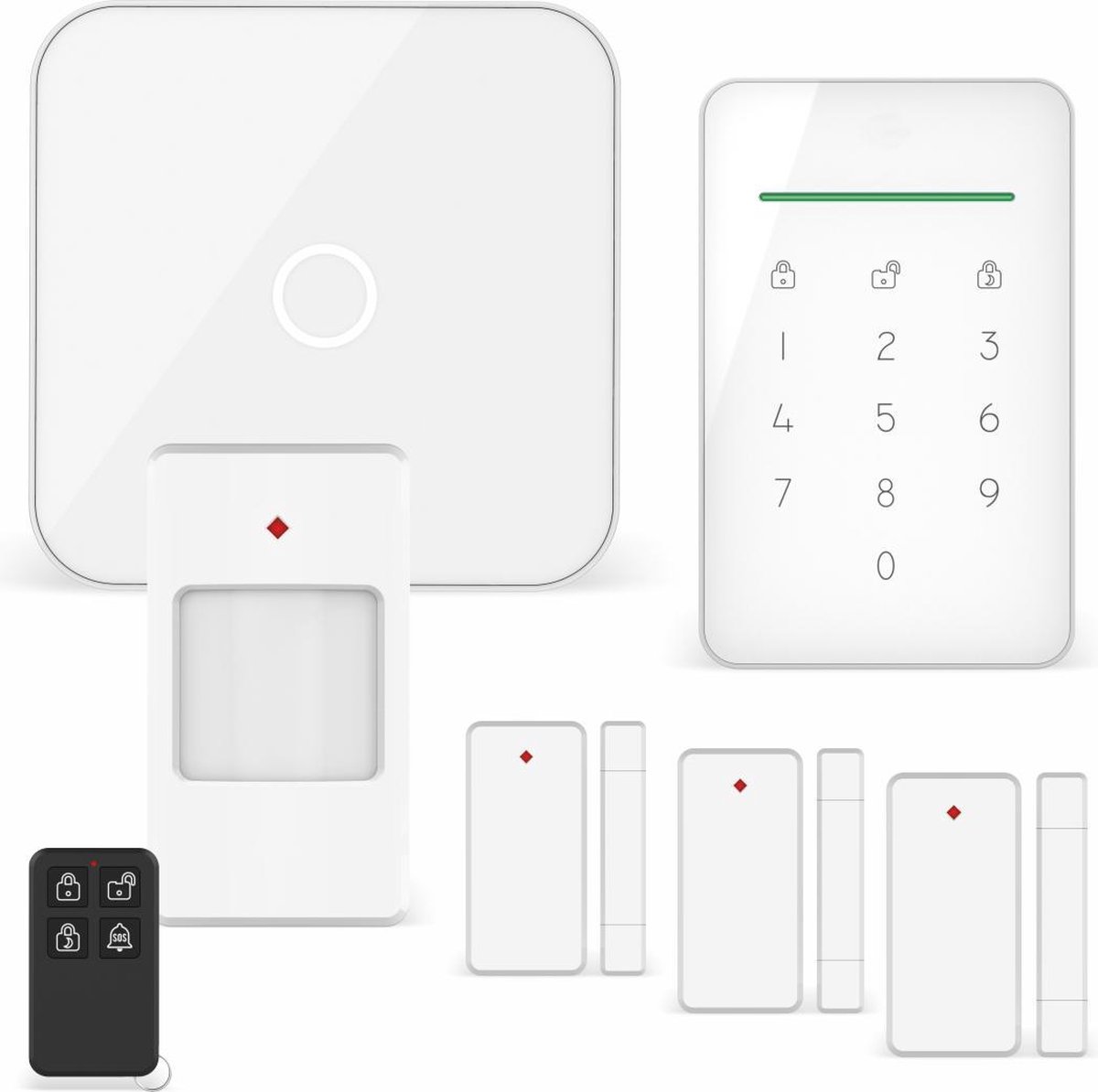 ELRO AS90S Home+ Slim Draadloos Alarmsysteem – Wifi – GSM Functie – Als Beste Getest - Met Basisstation, Controlepaneel, Bewegingsmelder, 3x Deur/Raam Contact en Afstandsbediening - ELRO