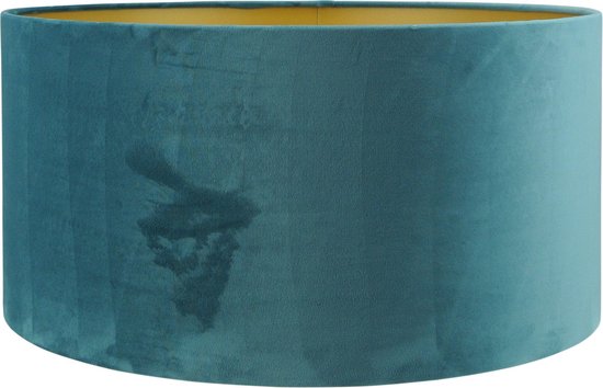 Lampenkap Cilinder - 50x50x25cm - San Remo blauw velours - gouden binnenkant