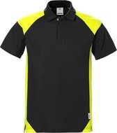 Fristads Poloshirt 7047 Phv - Zwart/hi-vis geel - 2XL