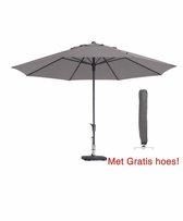 Luxe parasol rond 400 cm taupe met hoes | Topkwaliteit parasol