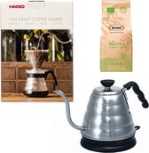 Hario V60 slow coffee kit + Hario V60 Buono Elektrische Waterketel + Bristot BIO 100% biologische koffie
