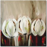 Schilderij - Drie witte tulpen