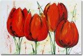 Schilderij - Rode tulpen