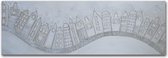 Schilderij | Grijs/Zilver | 50x150 cm | Amsterdamse gracht | Acryl | Handgeschilderd | Relief |