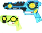 1x Waterpistolen/waterpistool 2-delig van 26 cm blauw/groen kinderspeelgoed - waterspeelgoed van kunststof