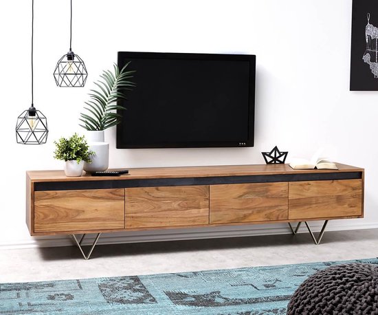 Gevlekt vergroting schattig Tv-meubel Stonegrace acacia natuur 200 cm 4 laden Designer Tv-meubel |  bol.com