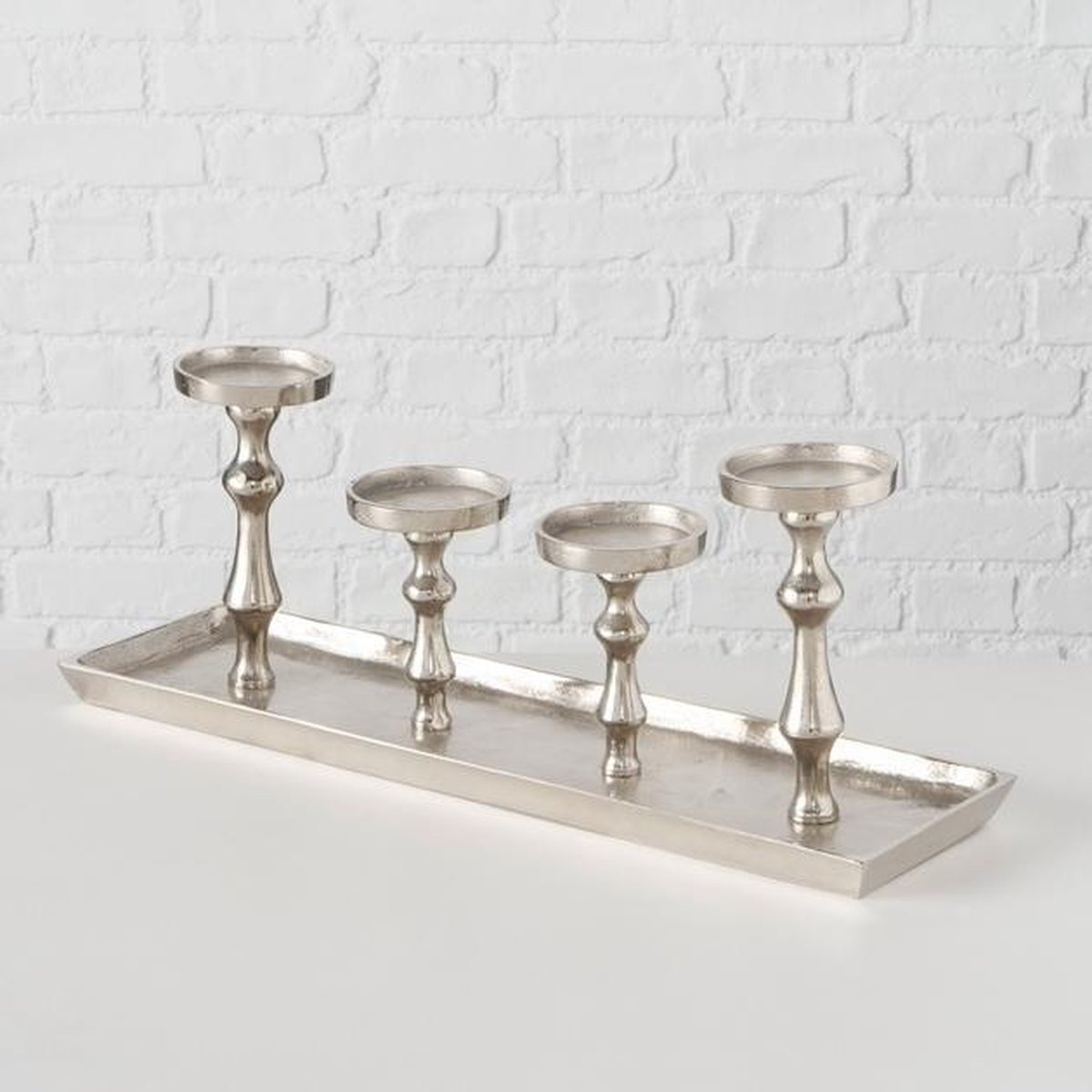 Boltze Kandelaar - Schaal - Zilver - Aluminium - 4 kaars - 53cm