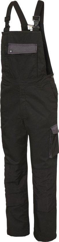 Ultimate Workwear - Amerikaanse Overall AIDAN (tuinbroek, BIB, bretelbroek) - polykatoen 245gr/m2 met Cordura - lichtgewicht tweekleurig - zwart/grijs - maat 46