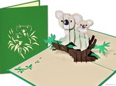 Popcards popupkaarten – Zwanger Baby kaart Geboorte Jongen Meisje Koala met kind, Australië pop-up kaart 3D wenskaart