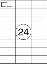 Zelfklevende Etiketten op A4 Vel - 35 x 68 mm - 24 Stickers per vel - 750 vel