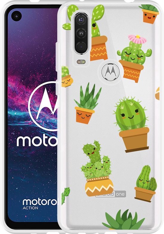 Geldschieter Tijdig Intuïtie Motorola One Action Hoesje Happy Cactus | bol.com
