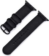 Nylon bandje zwart met metalen accenten geschikt voor Apple Watch 42-44mm