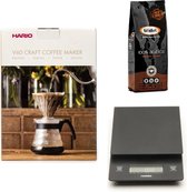 Hario V60 slow coffee kit + Hario V60 Weegschaal + Bristot Diamante 100% Arabica gemalen koffie
