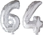 Folieballon 64 jaar zilver 86cm