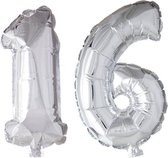 Folieballon 16 jaar zilver 86cm