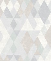 Hexagone ruit grijs/beige ruiten (vliesbehang, grijs)