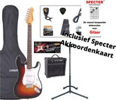 Elektrische Encore gitaar pack met Akkoordenkaart | Stemapparaat | Gitaarversterker | Gitaarstandaard | gitaartas | Gitaarband | Zelfstudie DVD