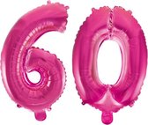 Folieballon 60 jaar roze 86cm