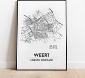 Weert city poster, A4 met lijst,  plattegrond poster, woonplaatsposter, woonposter