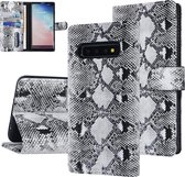 UNIQ Accessory Zwart en Wit Slangenleer hoesje voor Galaxy S10 Plus- Book Case