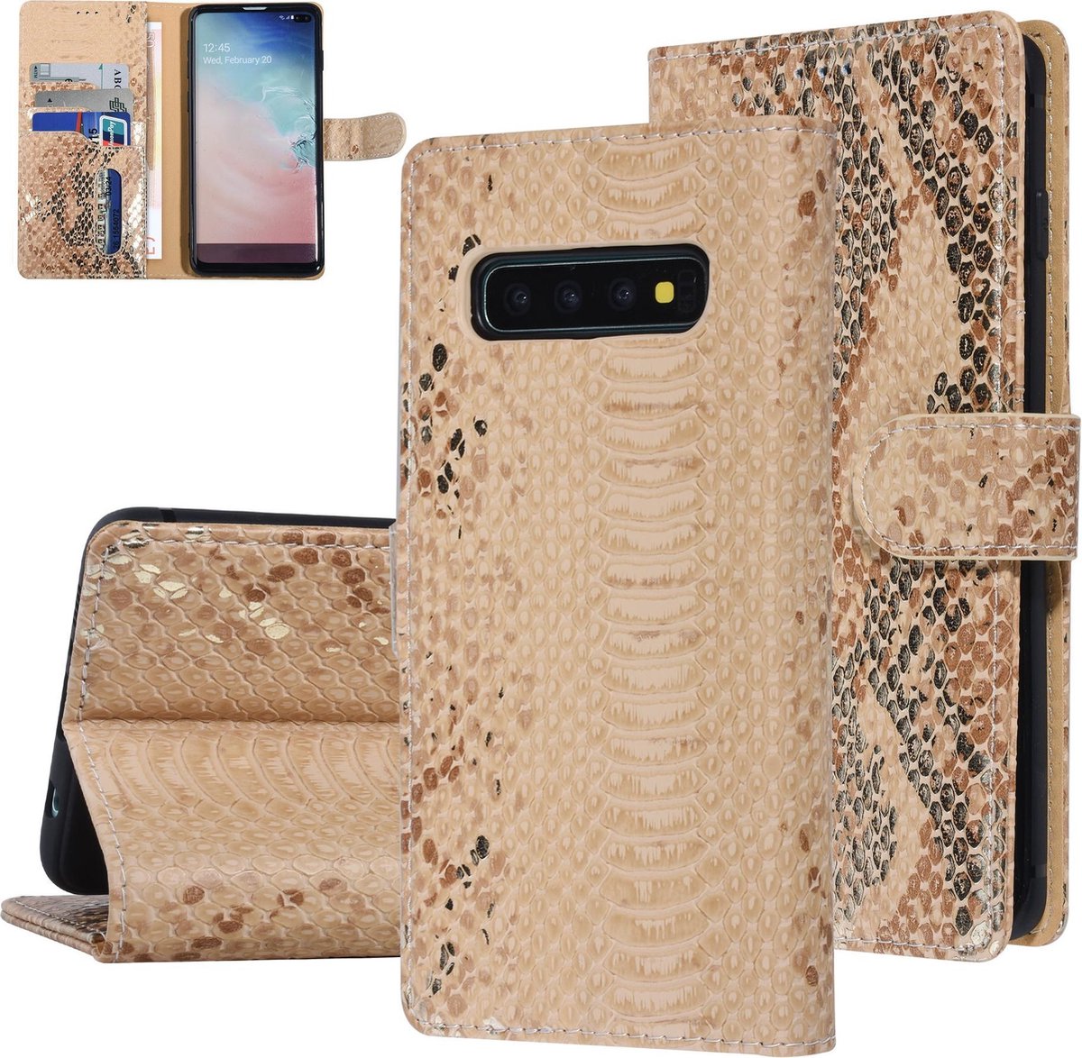 UNIQ Accessory Goud Slangenleer hoesje voor Galaxy S10 Plus - Book Case
