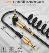 3,5mm Jack Gekrulde audio kabel - AUX kabel - Tot 1,5 Meter - Zwart