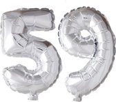 Folieballon 59 jaar zilver 41cm