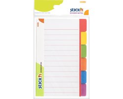 Stick'n Tabbladen - Sticky notes - Gelinieerd - 6 Gekleurde tabs - 60 Bladwijzer tabs