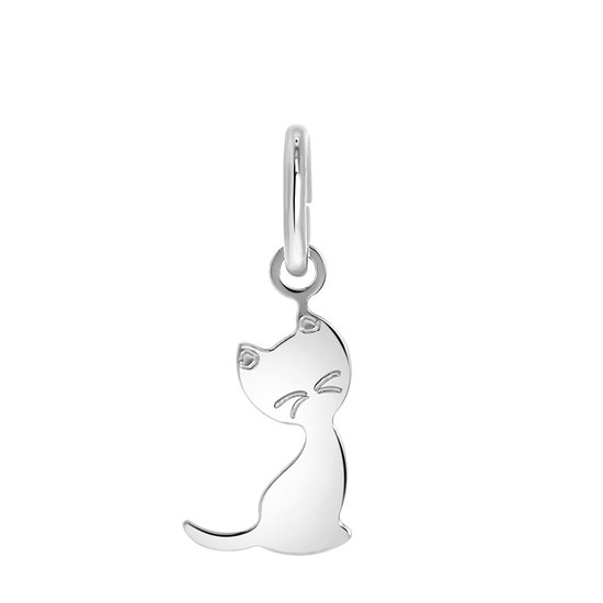 Lucardi Dames Zilveren hanger kat - Hanger - 925 Zilver - Zilverkleurig