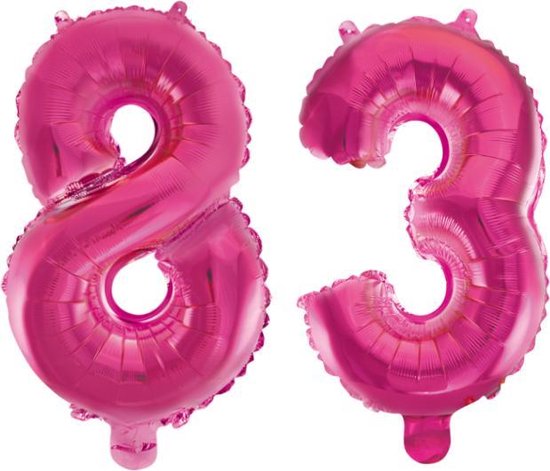 Folieballon 83 jaar roze 86cm