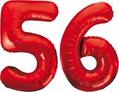 Folieballon 56 jaar rood 86cm
