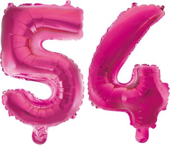 Folieballon 54 jaar roze 41cm