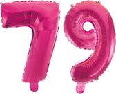 Folieballon 79 jaar roze 41cm