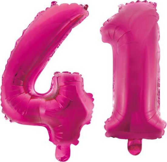 Folieballon 41 jaar roze 86cm