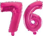 Folieballon 76 jaar roze 41cm