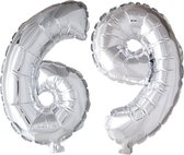 Folieballon 69 jaar zilver 41cm