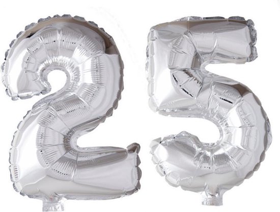 Folieballon 25 jaar zilver 41cm