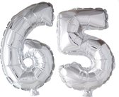 Folieballon 65 jaar zilver 41cm