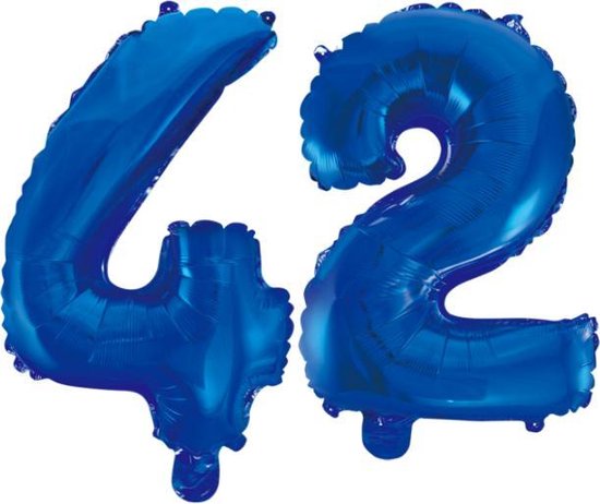 Folieballon 42 jaar blauw 41cm