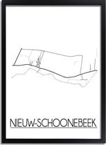 DesignClaud Nieuw-Schoonebeek Plattegrond poster A3 + Fotolijst zwart