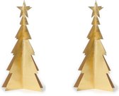2x stuks tafeldecoratie gouden papieren kerstbomen kerstdecoratie 34 cm - Papieren kerstdecoraties