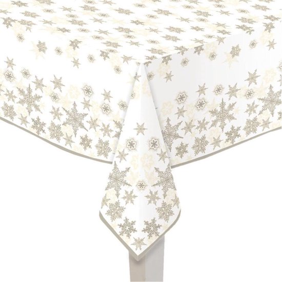 abstract tempo liefdadigheid 2x stuks papieren tafelkleden wit met gouden sterren print 120 x 180 cm -  Kerst... | bol.com