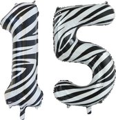 Folieballon 15 jaar zebra 86cm