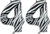 Folieballon 44 jaar zebra 86cm