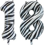 Folieballon 18 jaar zebra 86cm