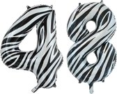 Folieballon 48 jaar zebra 86cm