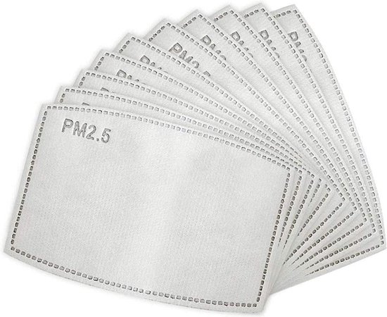 Vervangbare mondkapje filters - 10 stuks | wegwerp (50 - 60uur gebruik) | PM 2.5 filters