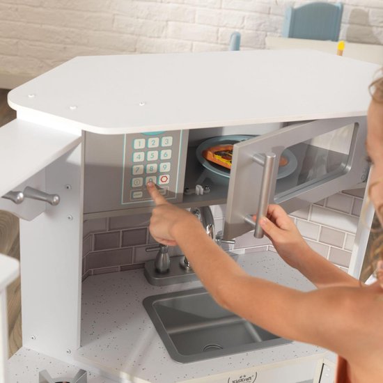 Green series Kinderplay grote speelkeuken hout - grijze kinderkeuken